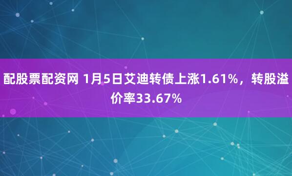 配股票配资网 1月5日艾迪转债上涨1.61%，转股溢价率33.67%